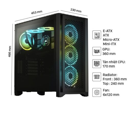 Vỏ Case CORSAIR 4000D AIRFLOW TG WHITE