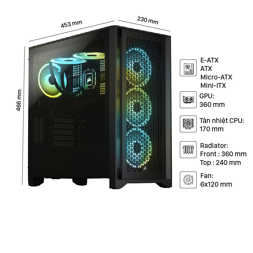 Vỏ Case CORSAIR 4000D AIRFLOW TG WHITE Vỏ Case CORSAIR 4000D AIRFLOW TG WHITE
