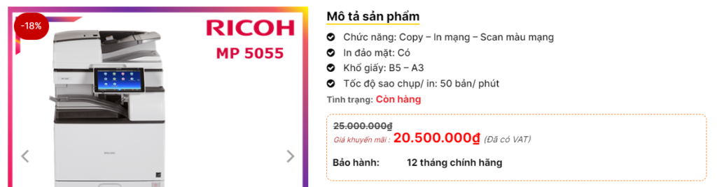 Máy Photocopy Ricoh MP 5055 Máy Photocopy Ricoh MP 5055