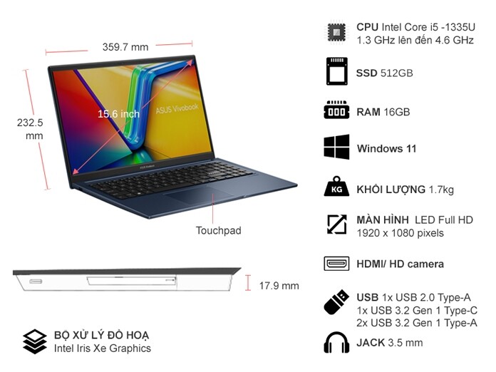 Laptop Asus Vivobook 15 X1504VA NJ070W Laptop Asus Vivobook 15 X1504VA NJ070W