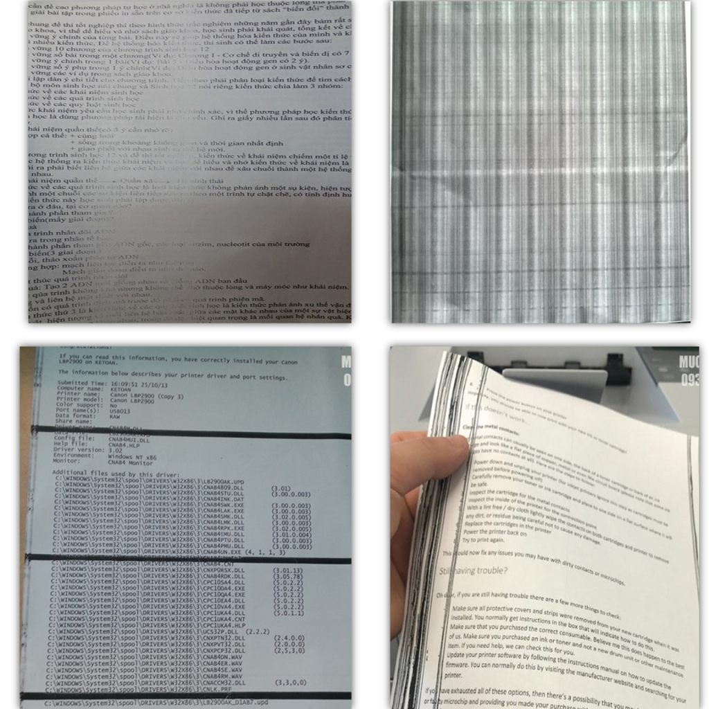 Lỗi bản in khi in Lỗi bản in khi in