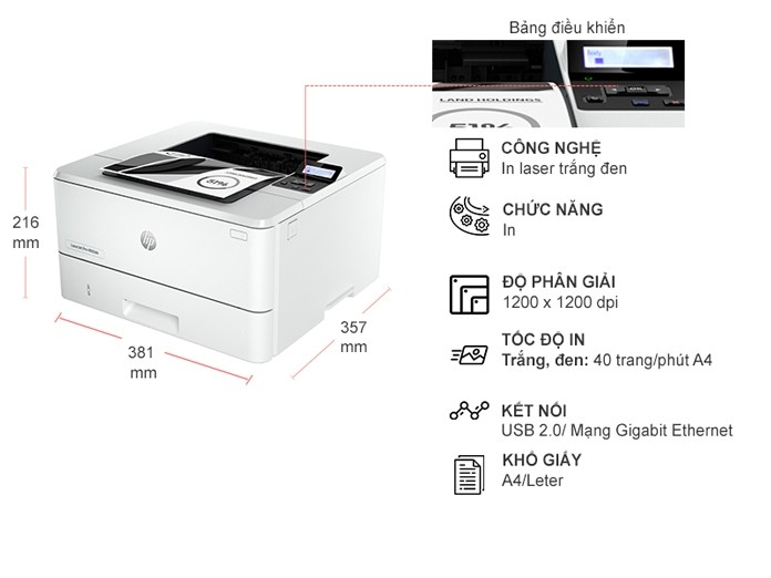 Máy in đen trắng HP LaserJet Pro M4003DW (2Z610A)