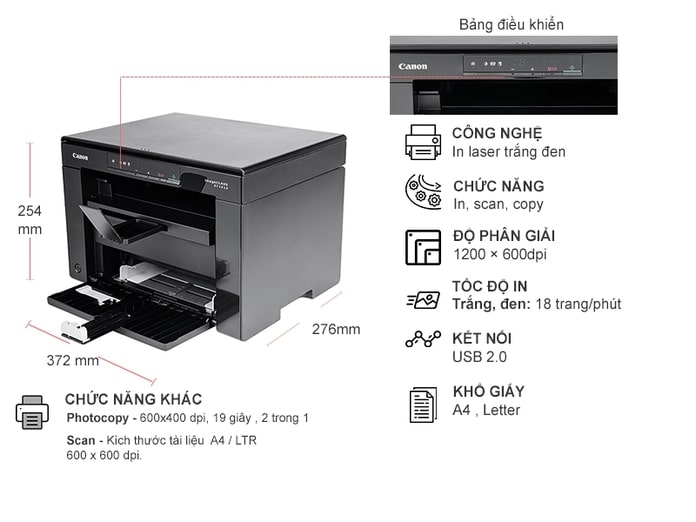 Máy in laser đen trắng Canon Đa chức năng MF3010AE Máy in laser đen trắng Canon Đa chức năng MF3010AE