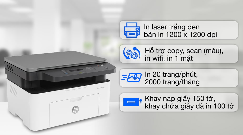 Máy in laser đen trắng đa chức năng HP 135W - 4ZB83A Máy in laser đen trắng đa chức năng HP 135W - 4ZB83A