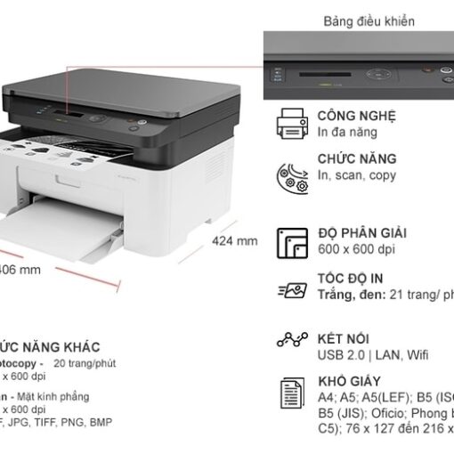 Máy in laser đen trắng đa chức năng HP 135W - 4ZB83A Phong Vũ Kinh Bắc