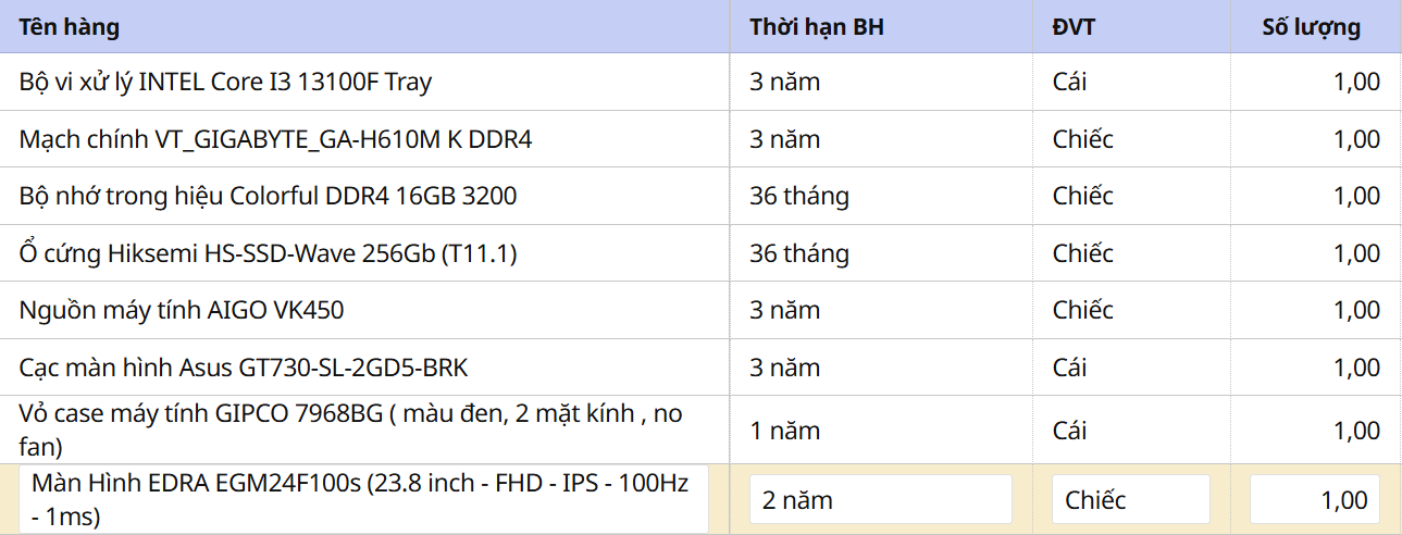 Bộ PC GAMING CORE I3 13100F | RAM 16G | GT 730 2G | SSD 256G | MÀN 24 INCH 2 screenshot 1766025721
