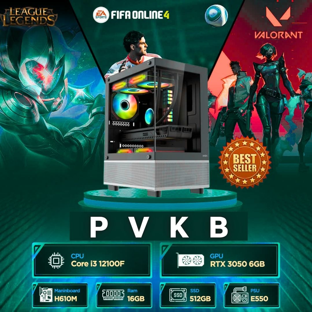 Máy tính PCPVKB A004 (I3 12100F/ 16GB/ 512GB SSD/RTX 3050/550W)