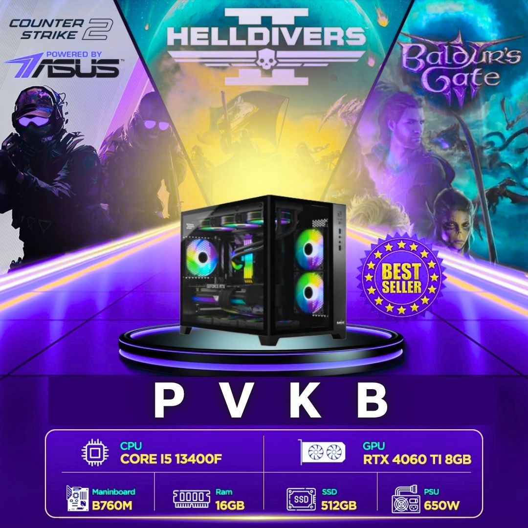 Máy tính PVKB A008 (i5 13400F/16GB/ 512GB SSD/ RTX 4060 Ti 8Gb/650W)