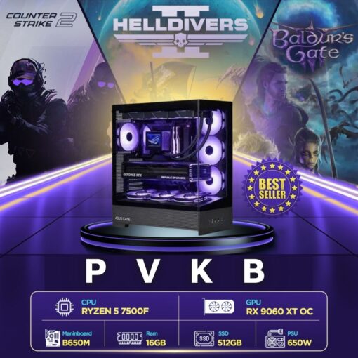 Máy tính PCPVKB A009 (R5 7500F/16GB/ 512GB SSD/RX 9060 XT 16G/650W)
