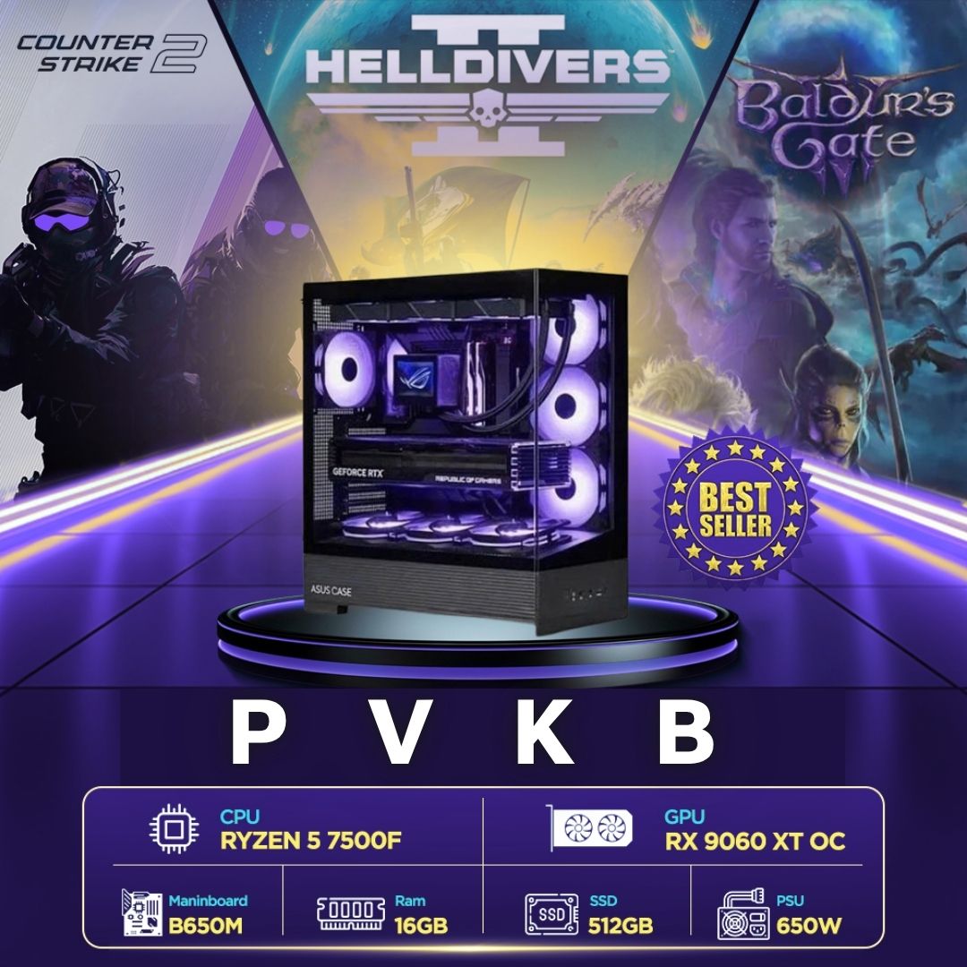 Máy tính PCPVKB A009 (R5 7500F/16GB/ 512GB SSD/RX 9060 XT 16G/650W)