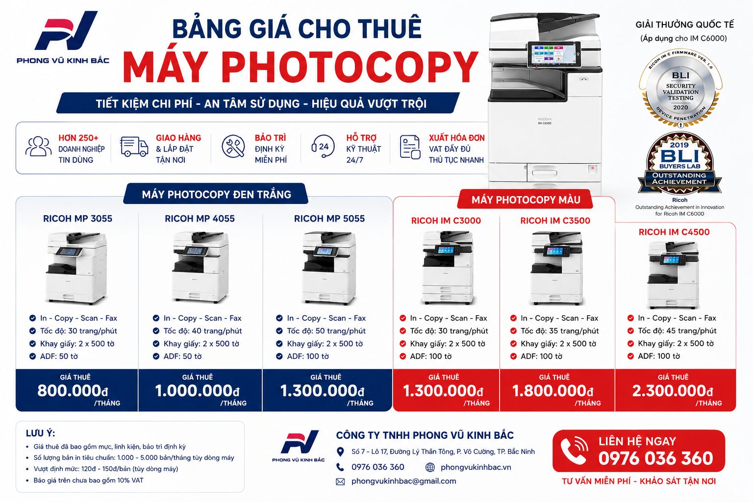 CHO THUÊ MÁY PHOTOCOPY CHUYÊN NGHIỆP TẠI BẮC NINH, BẮC GIANG, HẢI DƯƠNG, HƯNG YÊN, THÁI NGUYÊN 3 báo giá cho thuê máy photocopy